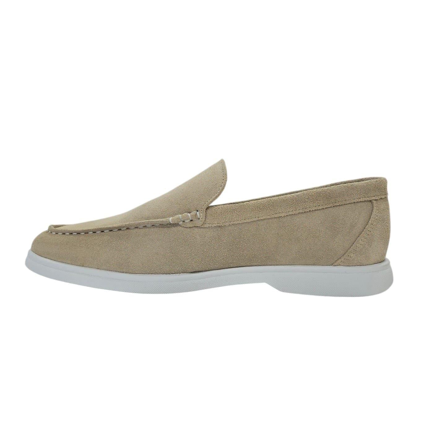Almond - Side - Nicholas Deakins Mens Francis Suede Slip-on Loafers