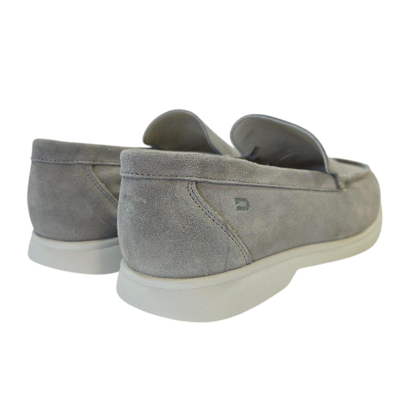 Grey - Back - Nicholas Deakins Mens Francis Suede Slip-on Loafers