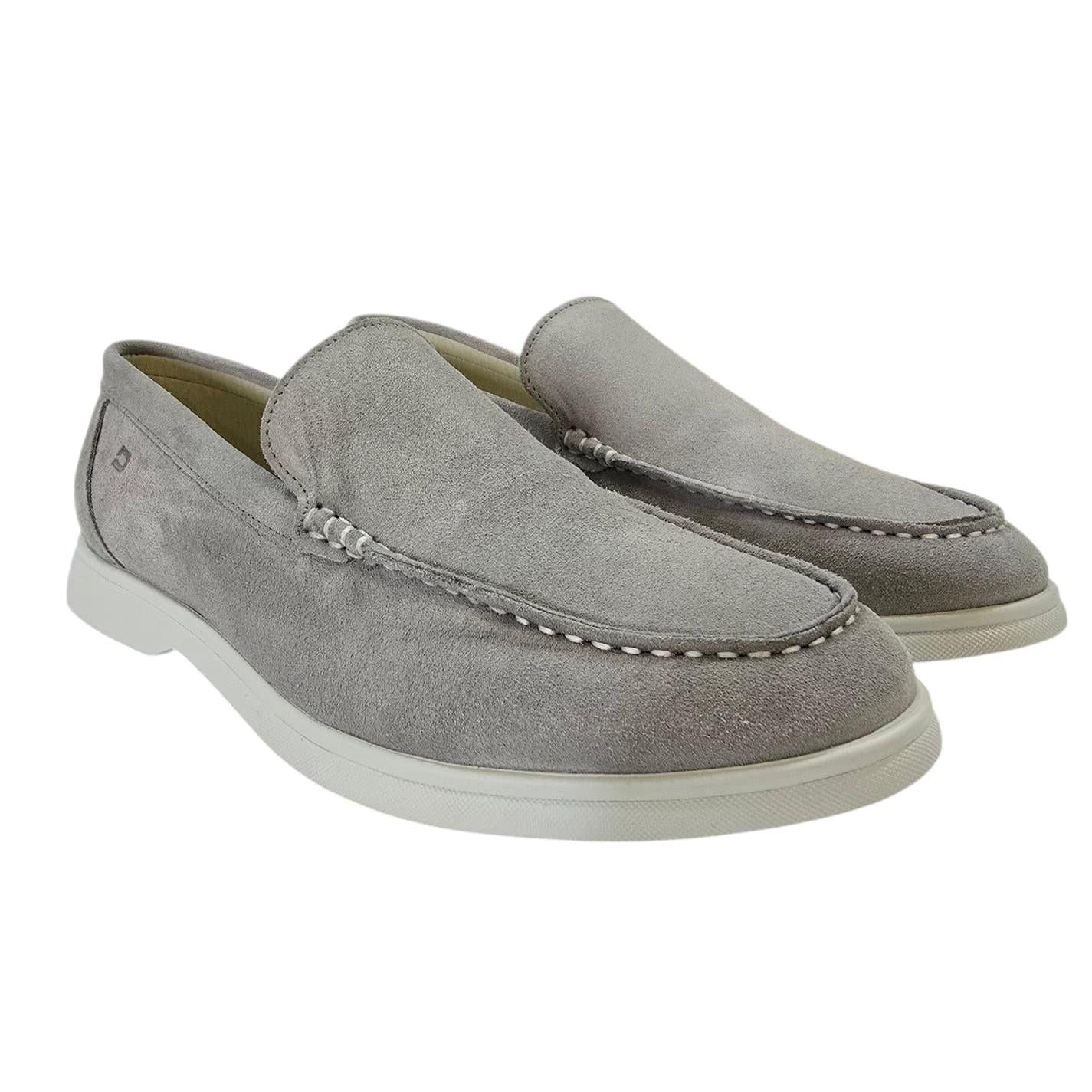 Grey - Pack Shot - Nicholas Deakins Mens Francis Suede Slip-on Loafers