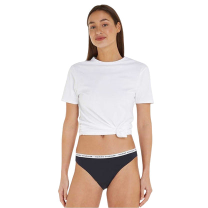 Navy-White-Red - Lifestyle - Tommy Hilfiger Womens-Ladies Logo Cotton Briefs (Pack of 3)