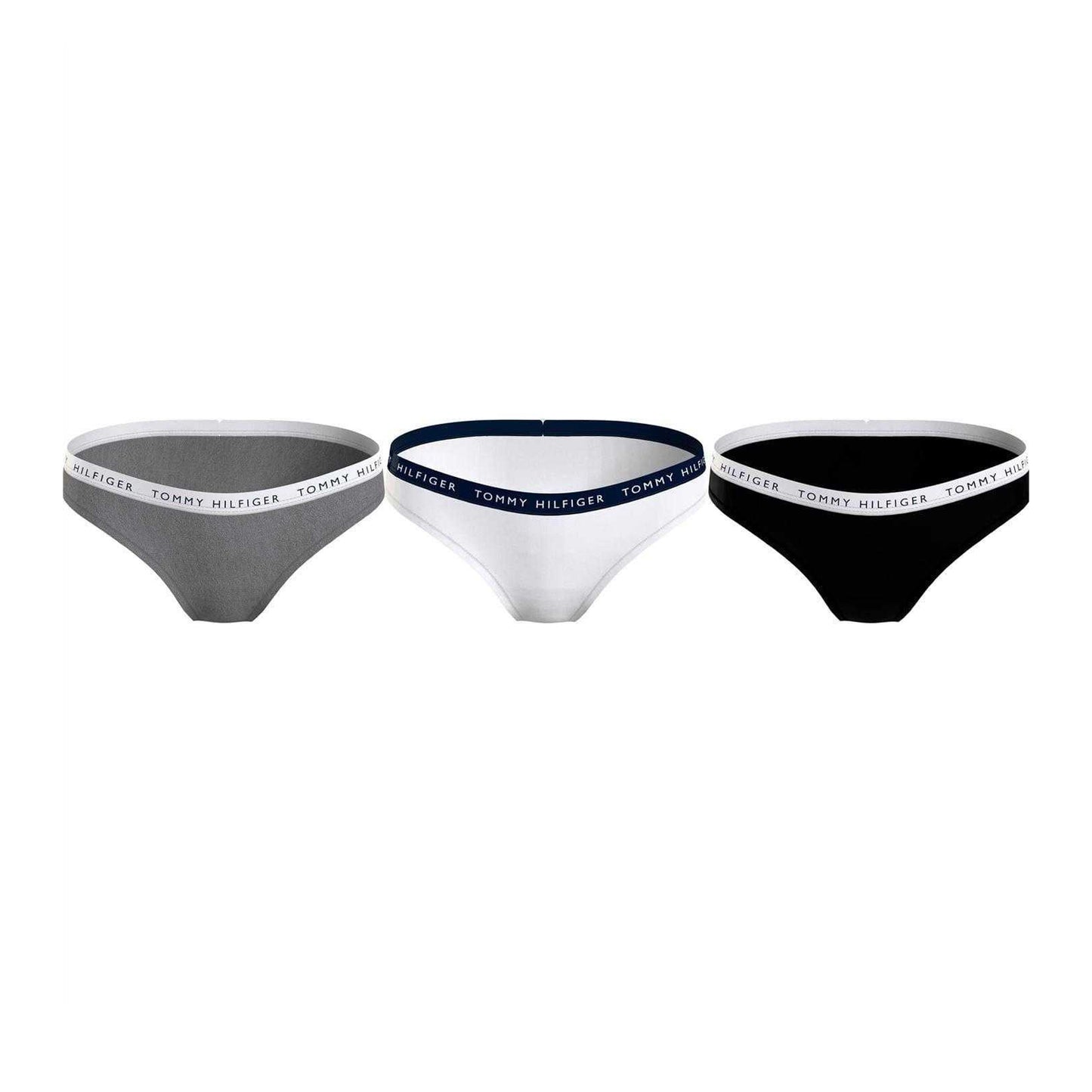 Grey-White-Black - Front - Tommy Hilfiger Womens-Ladies Logo Cotton Briefs (Pack of 3)
