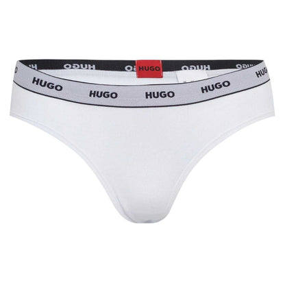 White - Front - Hugo Boss Mens Stripe Cotton Briefs (Pack of 3)