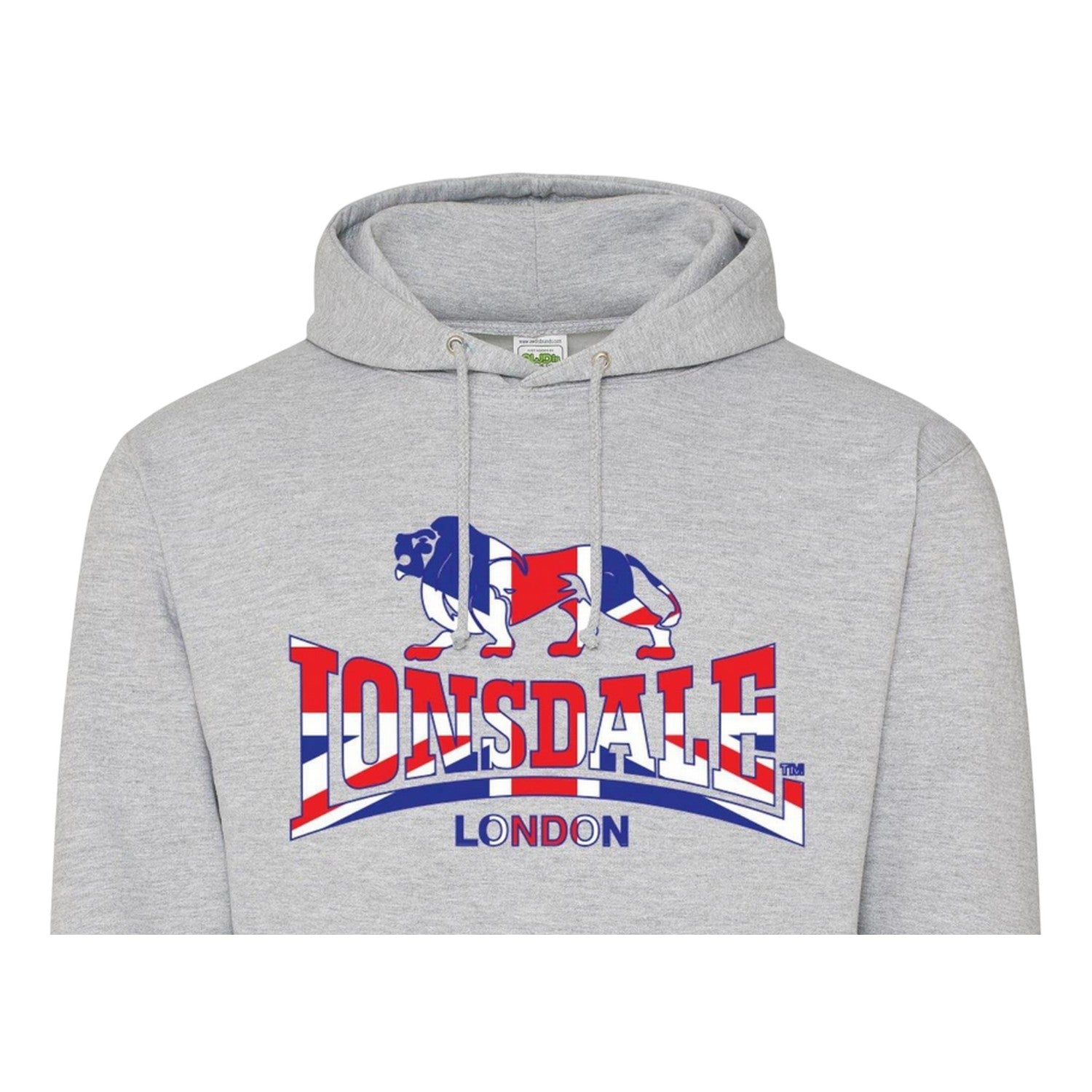 Grey - Back - Lonsdale Mens Union Jack Logo Hoodie