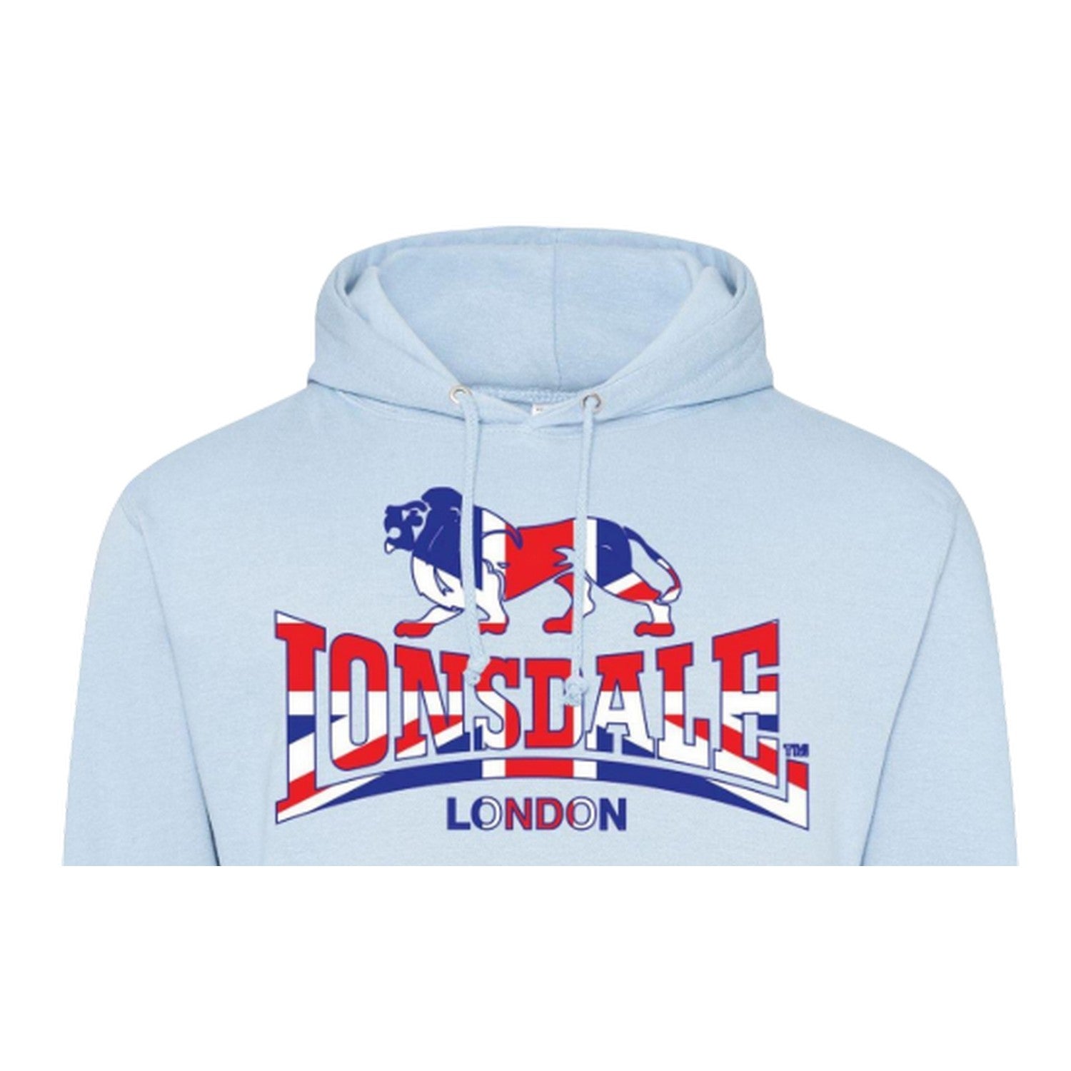 Sky Blue - Back - Lonsdale Mens Union Jack Logo Hoodie