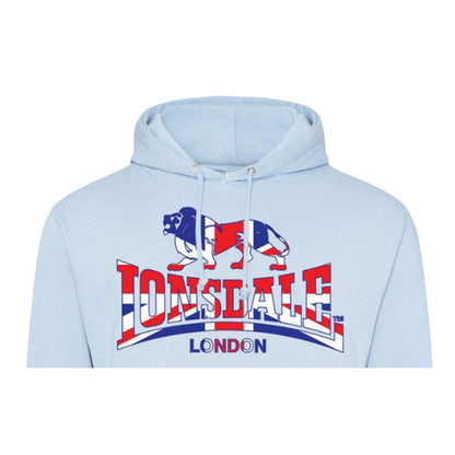 Sky Blue - Back - Lonsdale Mens Union Jack Logo Hoodie