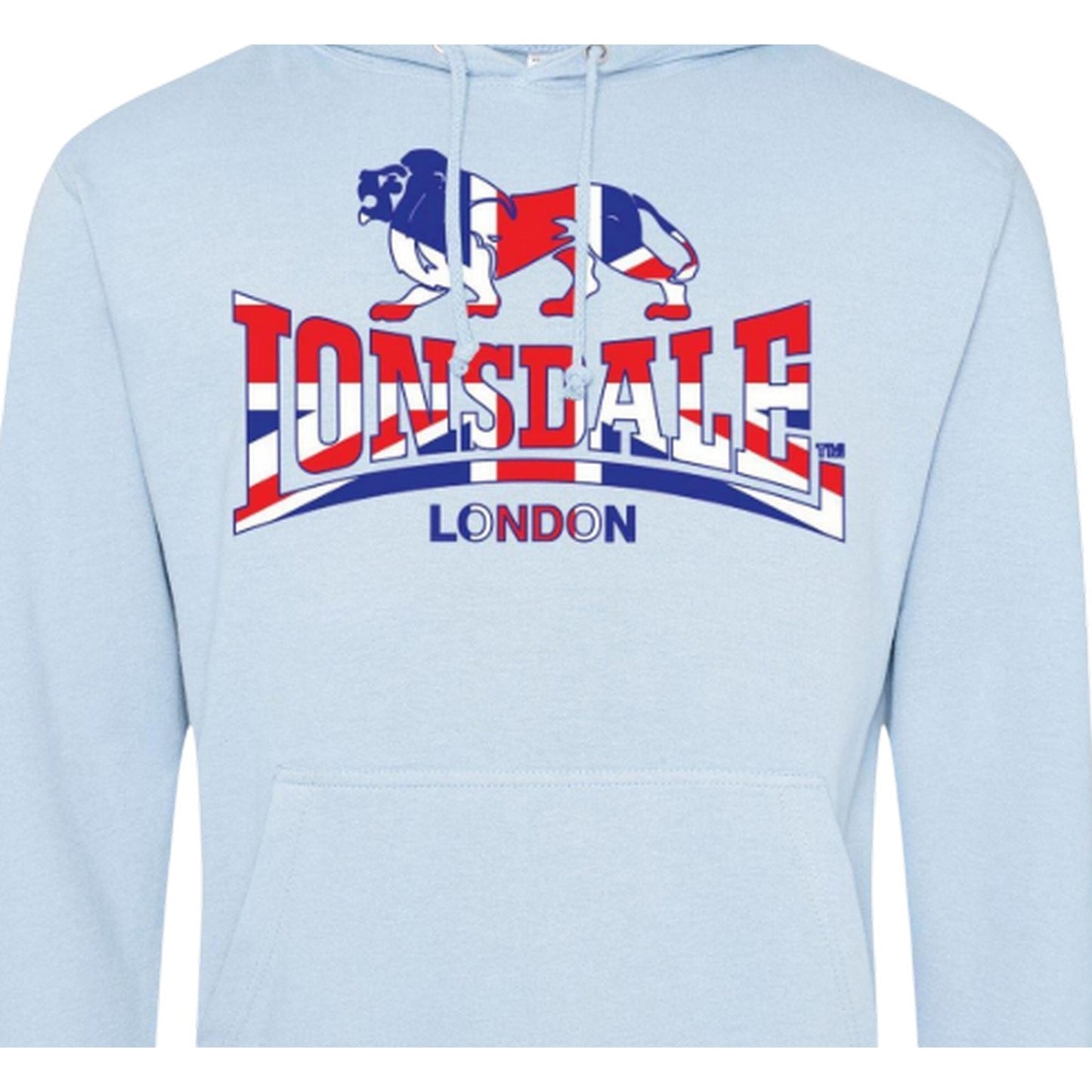 Sky Blue - Side - Lonsdale Mens Union Jack Logo Hoodie