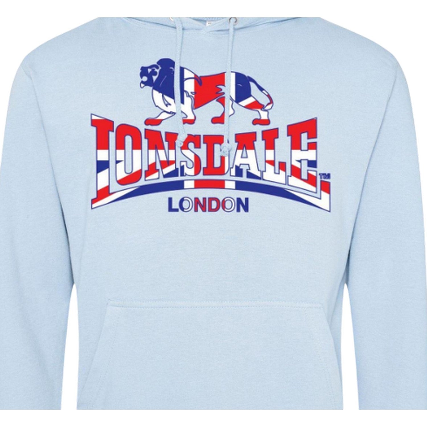 Sky Blue - Side - Lonsdale Mens Union Jack Logo Hoodie