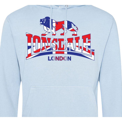 Sky Blue - Side - Lonsdale Mens Union Jack Logo Hoodie