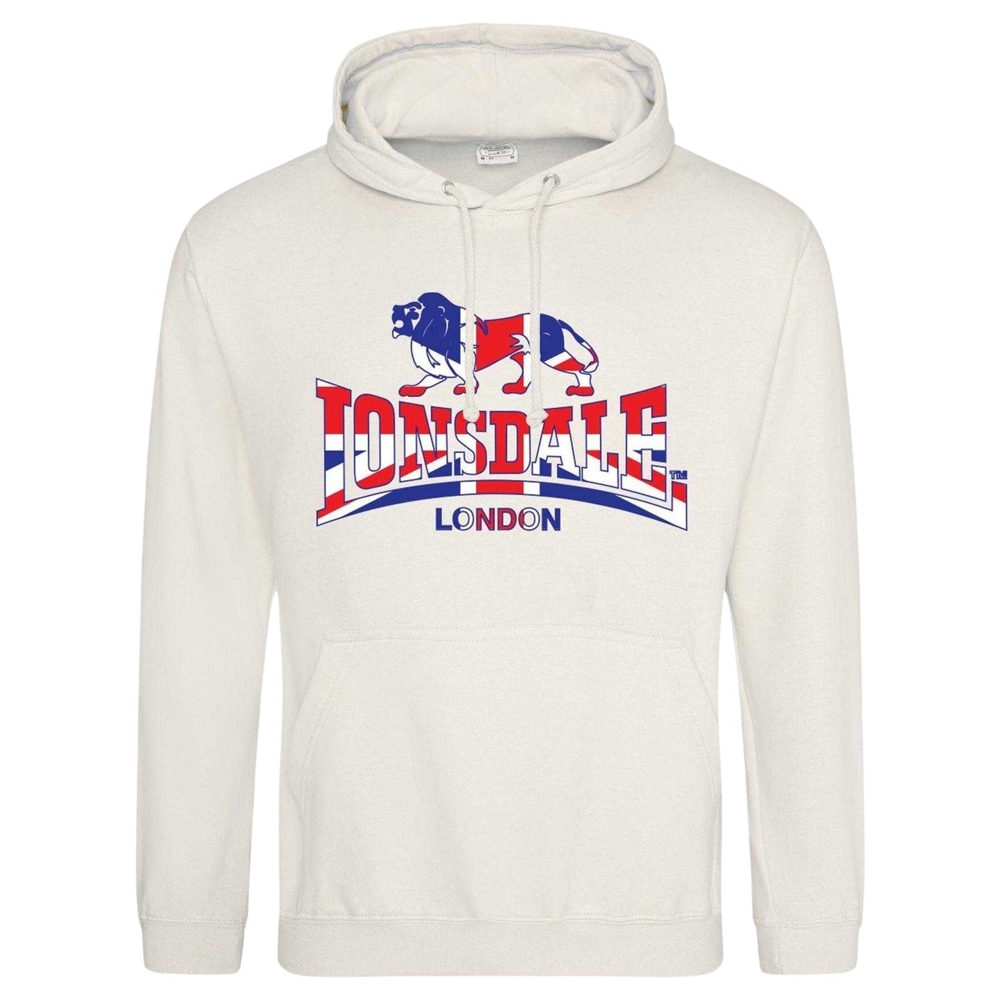 Vanilla - Front - Lonsdale Mens Union Jack Logo Hoodie