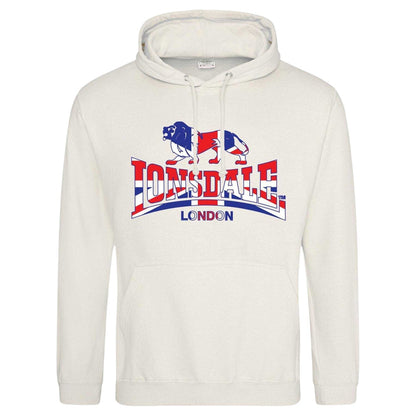 Vanilla - Front - Lonsdale Mens Union Jack Logo Hoodie