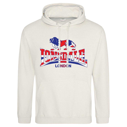 Vanilla - Front - Lonsdale Mens Union Jack Logo Hoodie