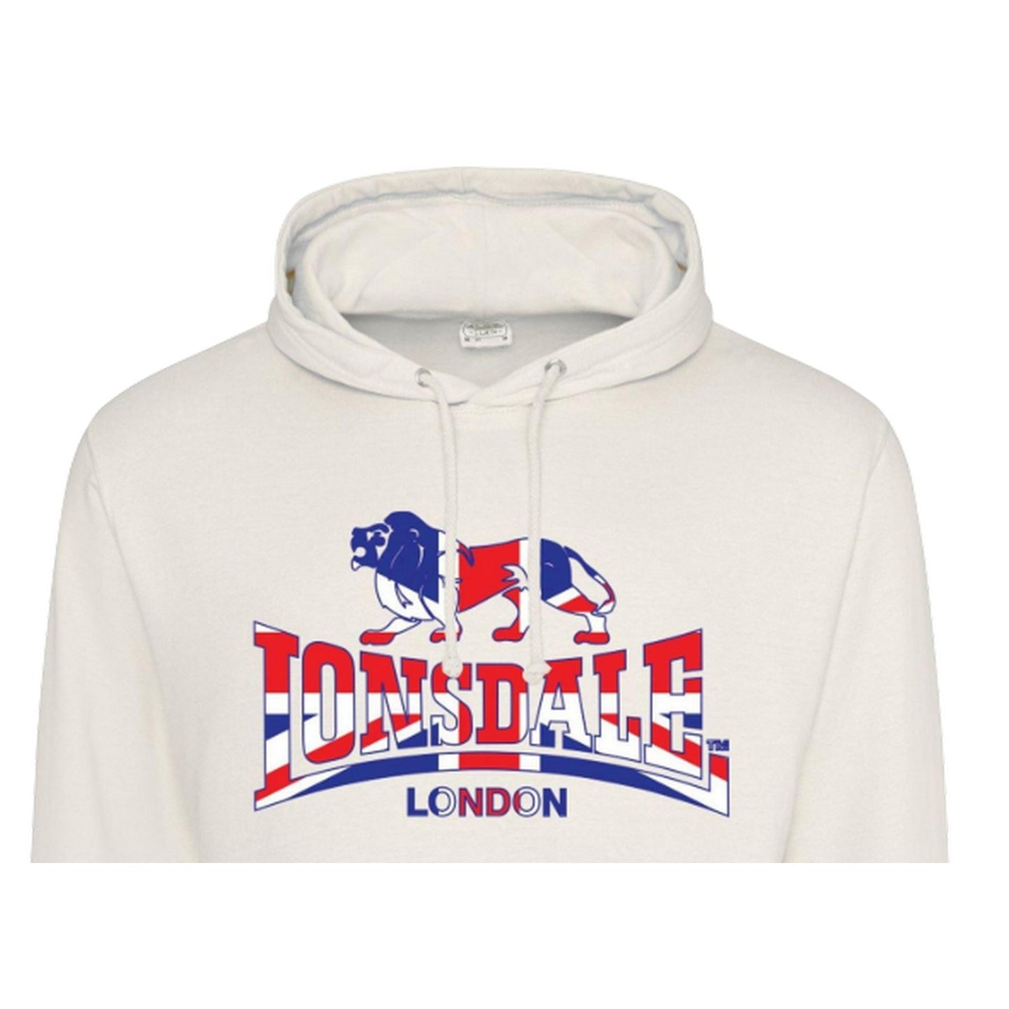 Vanilla - Back - Lonsdale Mens Union Jack Logo Hoodie