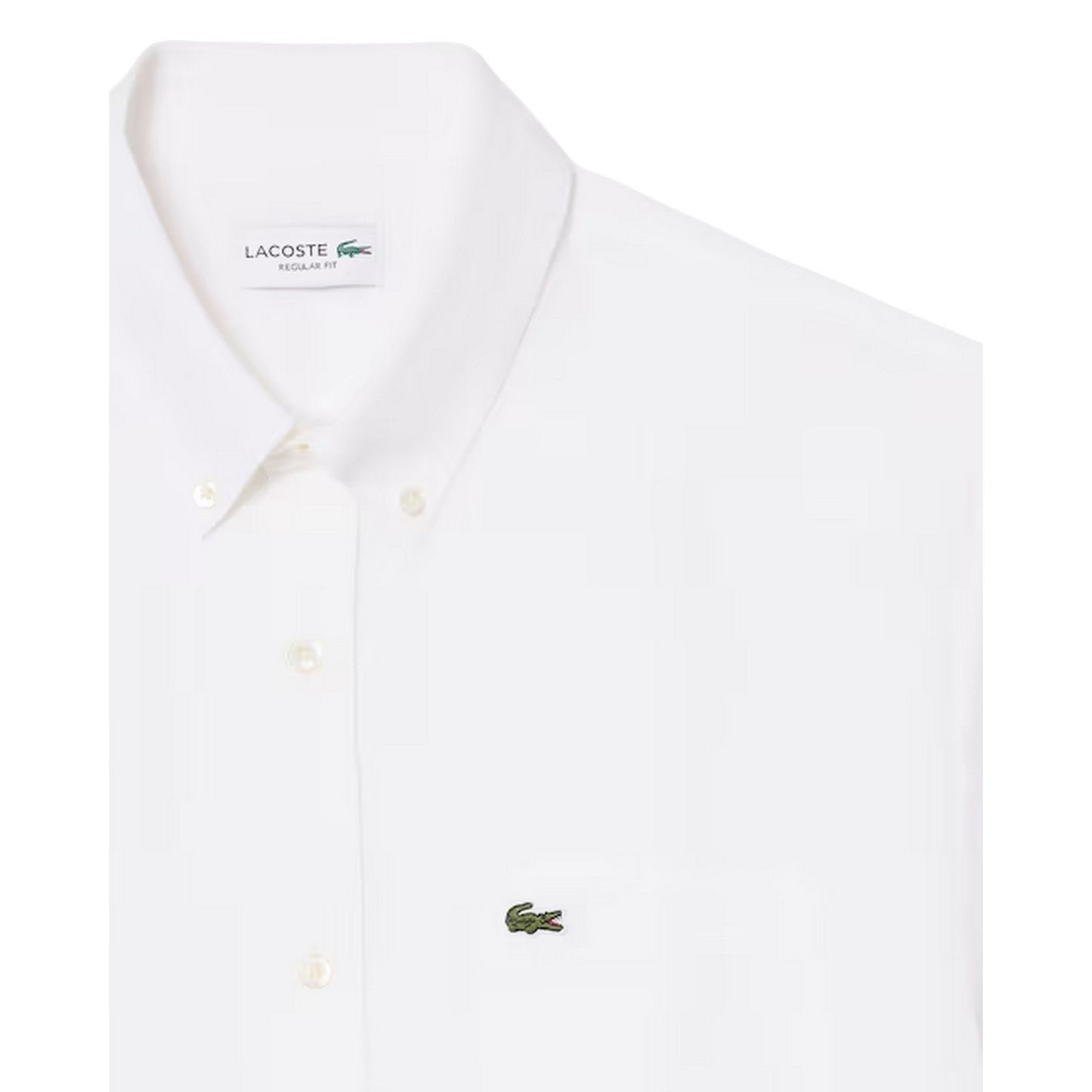 White - Side - Lacoste Mens Embroidered Logo Oxford Shirt