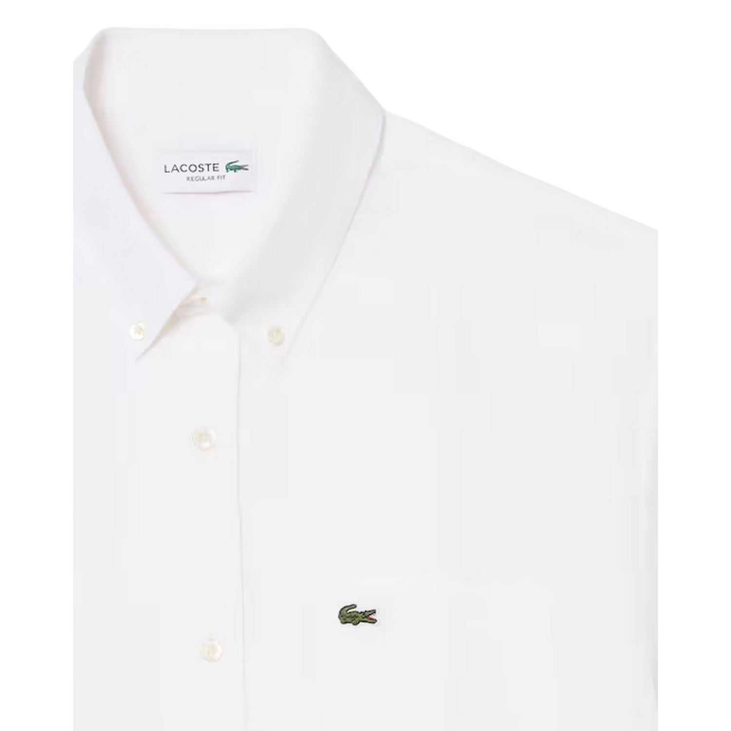 White - Side - Lacoste Mens Embroidered Logo Oxford Shirt
