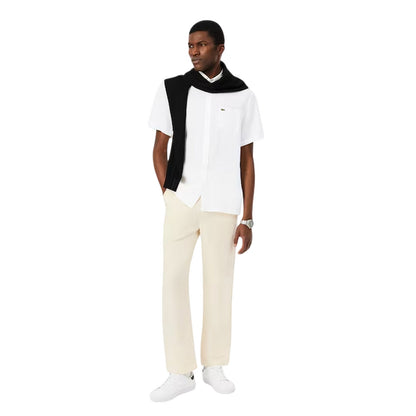 White - Lifestyle - Lacoste Mens Embroidered Logo Oxford Shirt