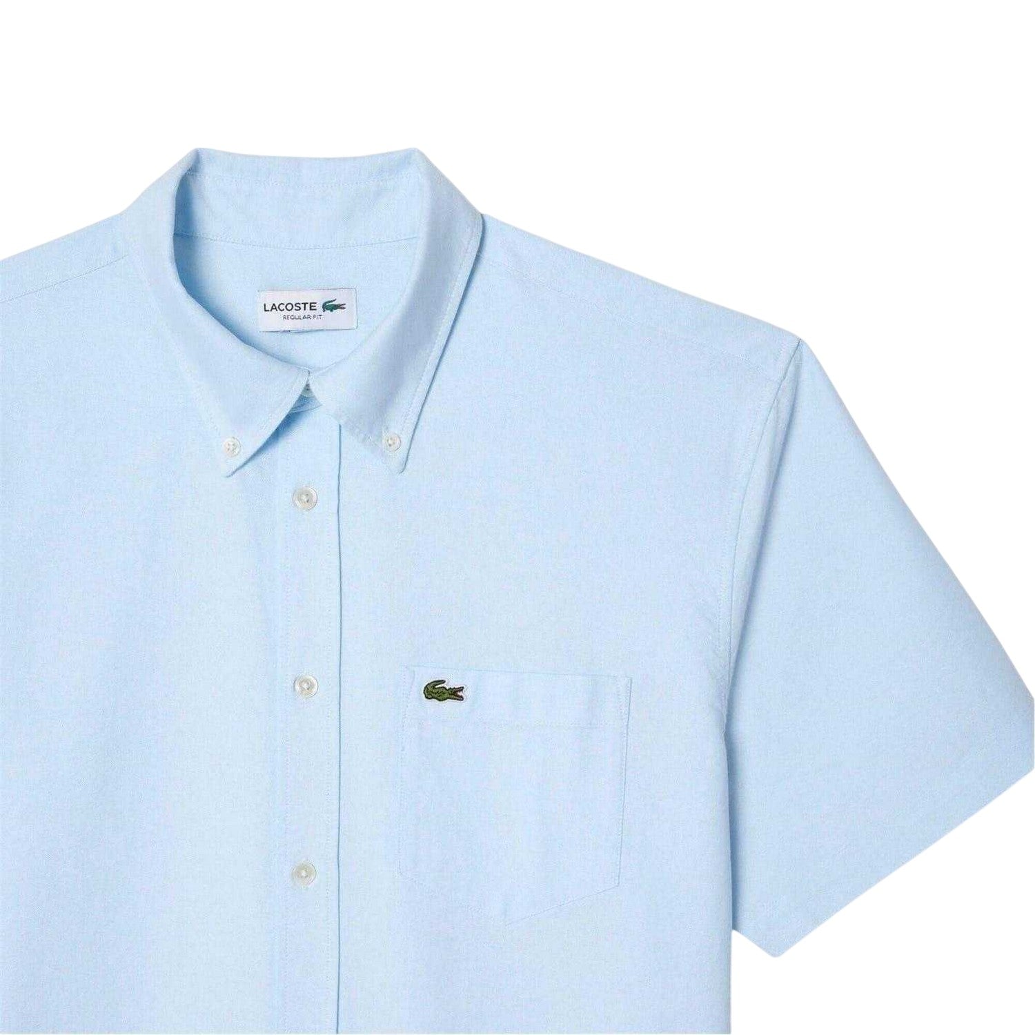 Blue - Side - Lacoste Mens Embroidered Logo Oxford Shirt
