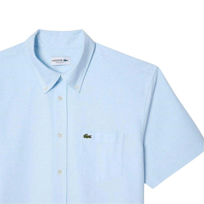 Blue - Side - Lacoste Mens Embroidered Logo Oxford Shirt
