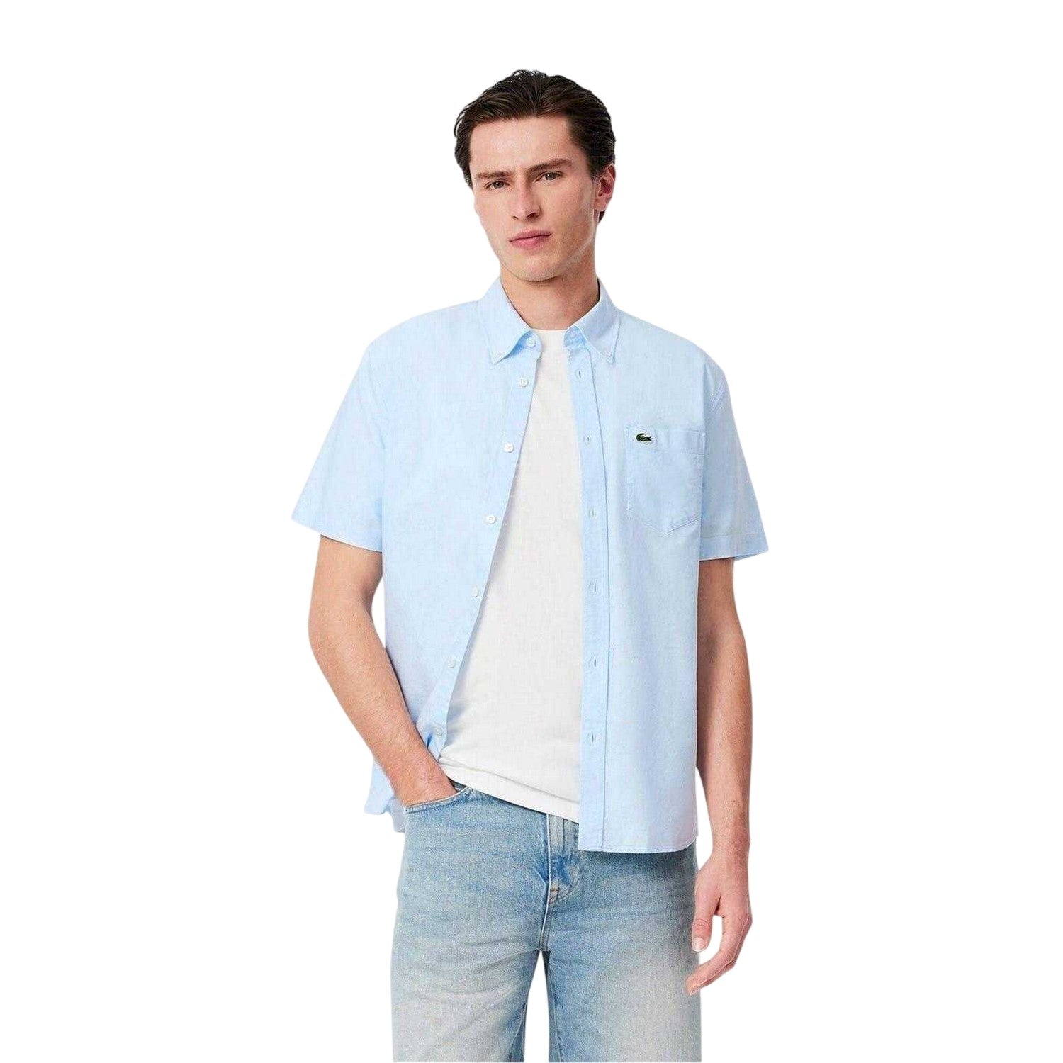 Blue - Lifestyle - Lacoste Mens Embroidered Logo Oxford Shirt