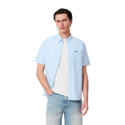 Blue - Lifestyle - Lacoste Mens Embroidered Logo Oxford Shirt