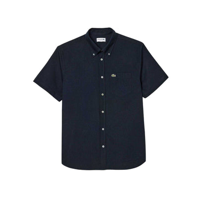 Navy - Front - Lacoste Mens Embroidered Logo Oxford Shirt