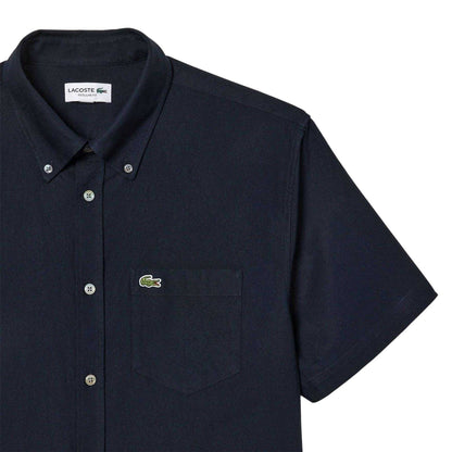 Navy - Side - Lacoste Mens Embroidered Logo Oxford Shirt