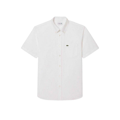 White - Front - Lacoste Mens Embroidered Logo Oxford Shirt