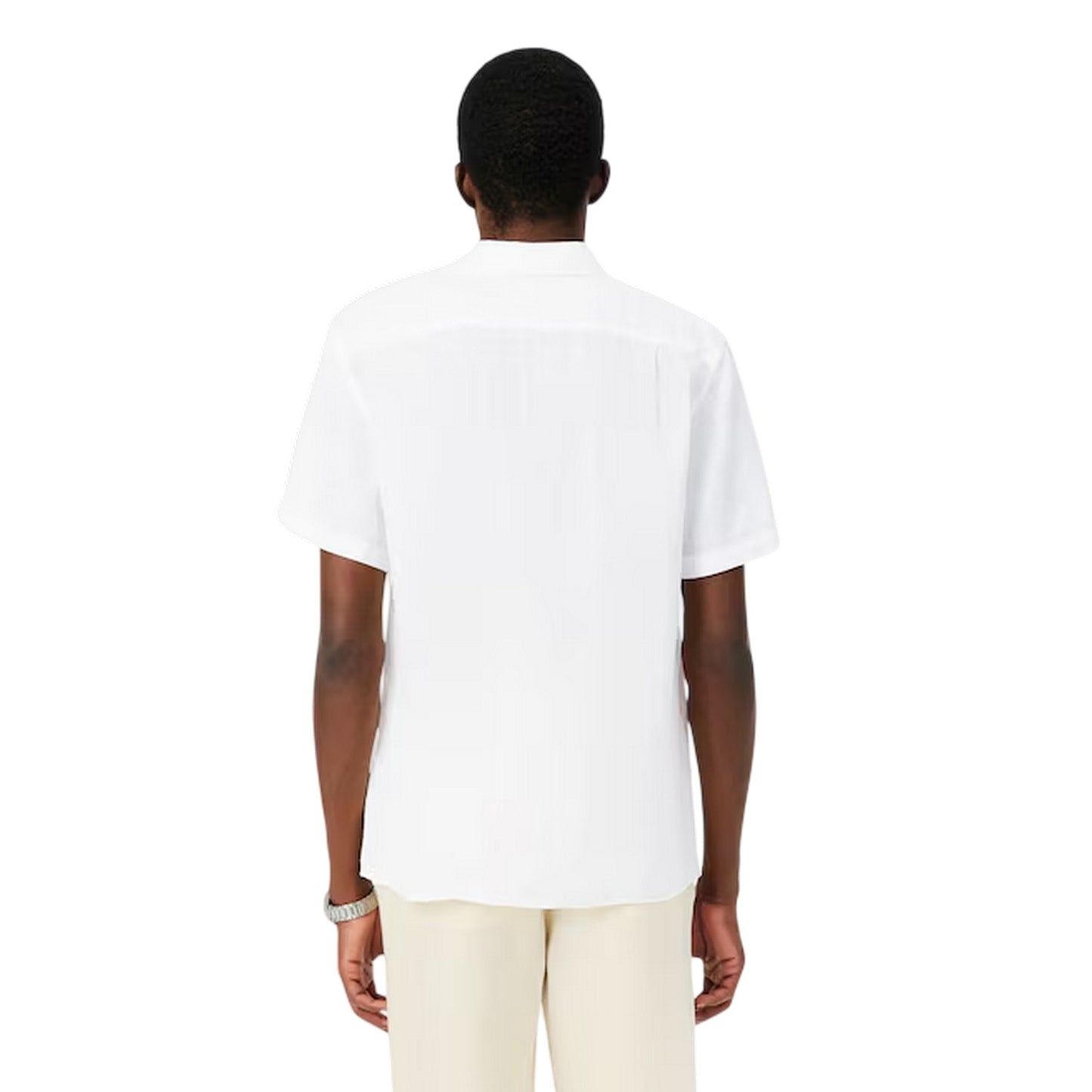 White - Back - Lacoste Mens Embroidered Logo Oxford Shirt