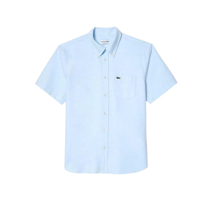 Blue - Front - Lacoste Mens Embroidered Logo Oxford Shirt