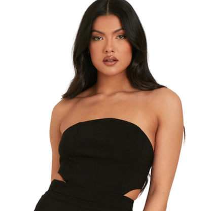 Black - Side - Missy Empire Womens-Ladies Corset Detail Mini Dress