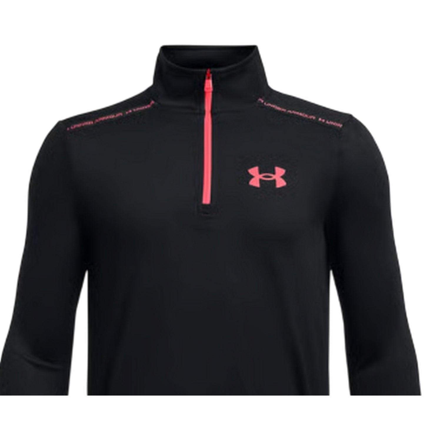 Black - Side - Under Armour Boys Tech Quarter Zip Top