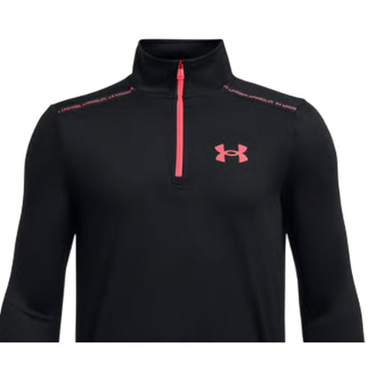 Black - Side - Under Armour Boys Tech Quarter Zip Top