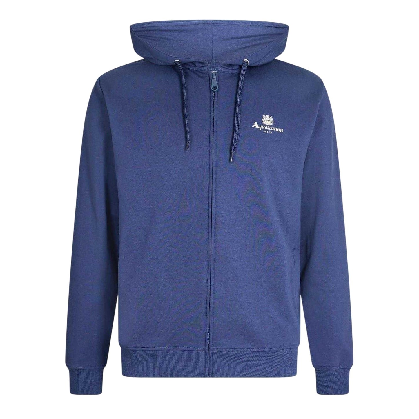 Navy - Front - Aquascutum Mens Logo Regular Full Zip Hoodie