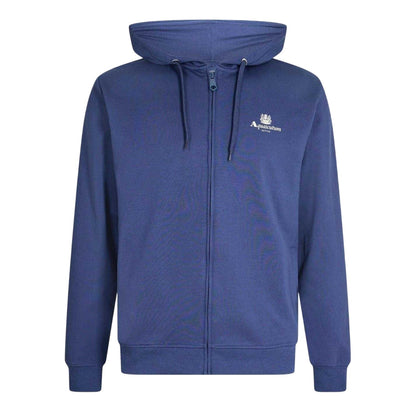 Navy - Front - Aquascutum Mens Logo Regular Full Zip Hoodie
