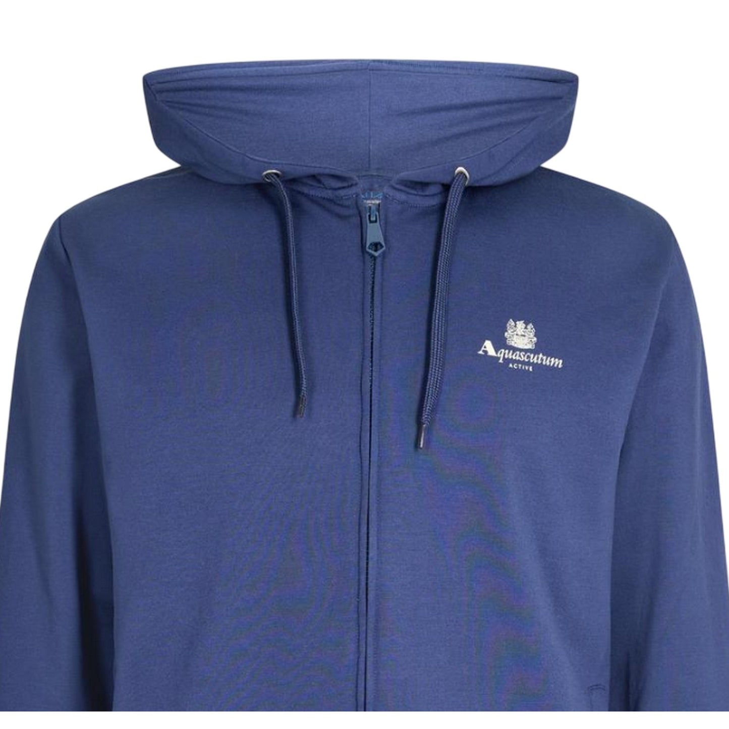 Navy - Side - Aquascutum Mens Logo Regular Full Zip Hoodie