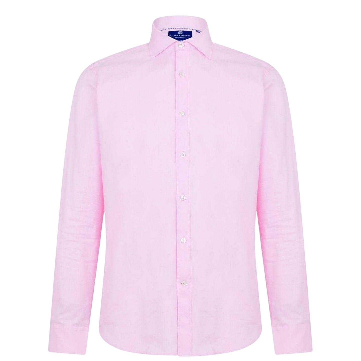 Pink - Front - Haines and Bonner Mens Cotton Twill Long-Sleeved Shirt