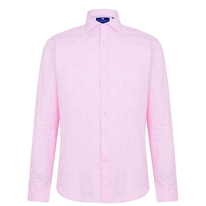 Pink - Front - Haines and Bonner Mens Cotton Twill Long-Sleeved Shirt