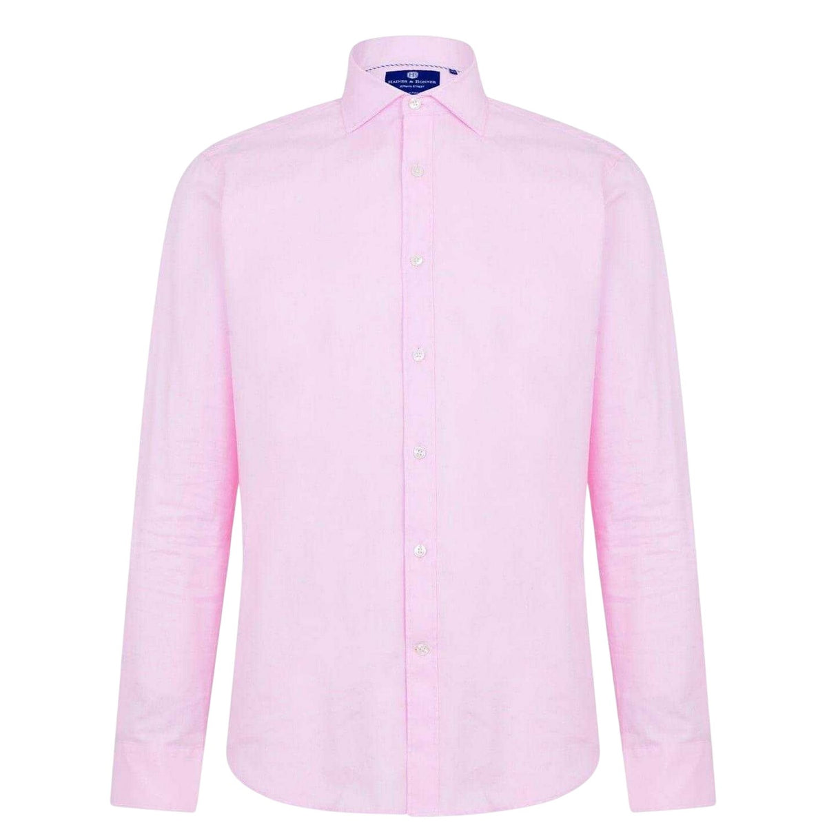 Pink - Front - Haines and Bonner Mens Cotton Twill Long-Sleeved Shirt