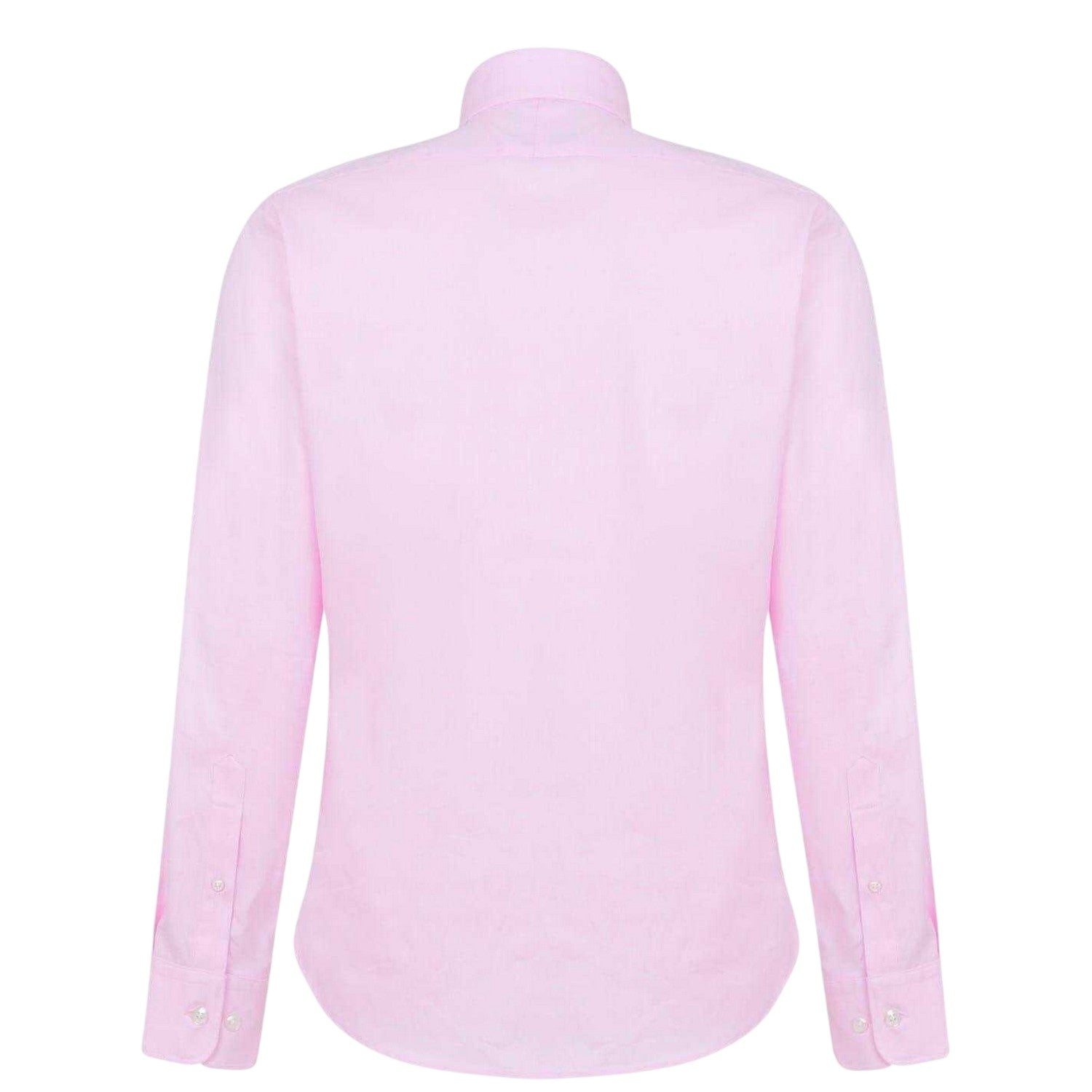 Pink - Back - Haines and Bonner Mens Cotton Twill Long-Sleeved Shirt