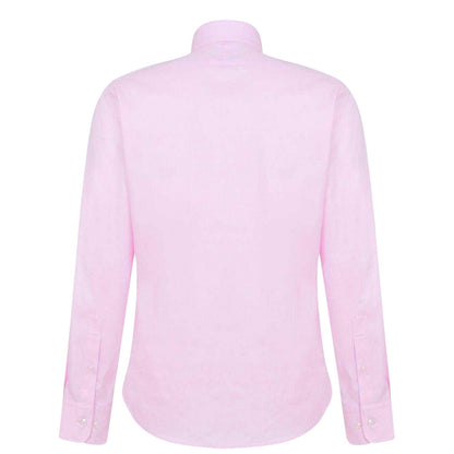 Pink - Back - Haines and Bonner Mens Cotton Twill Long-Sleeved Shirt
