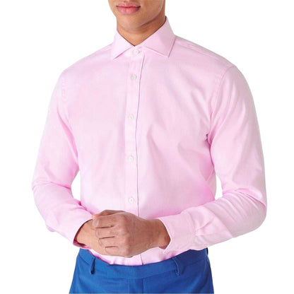 Pink - Side - Haines and Bonner Mens Cotton Twill Long-Sleeved Shirt