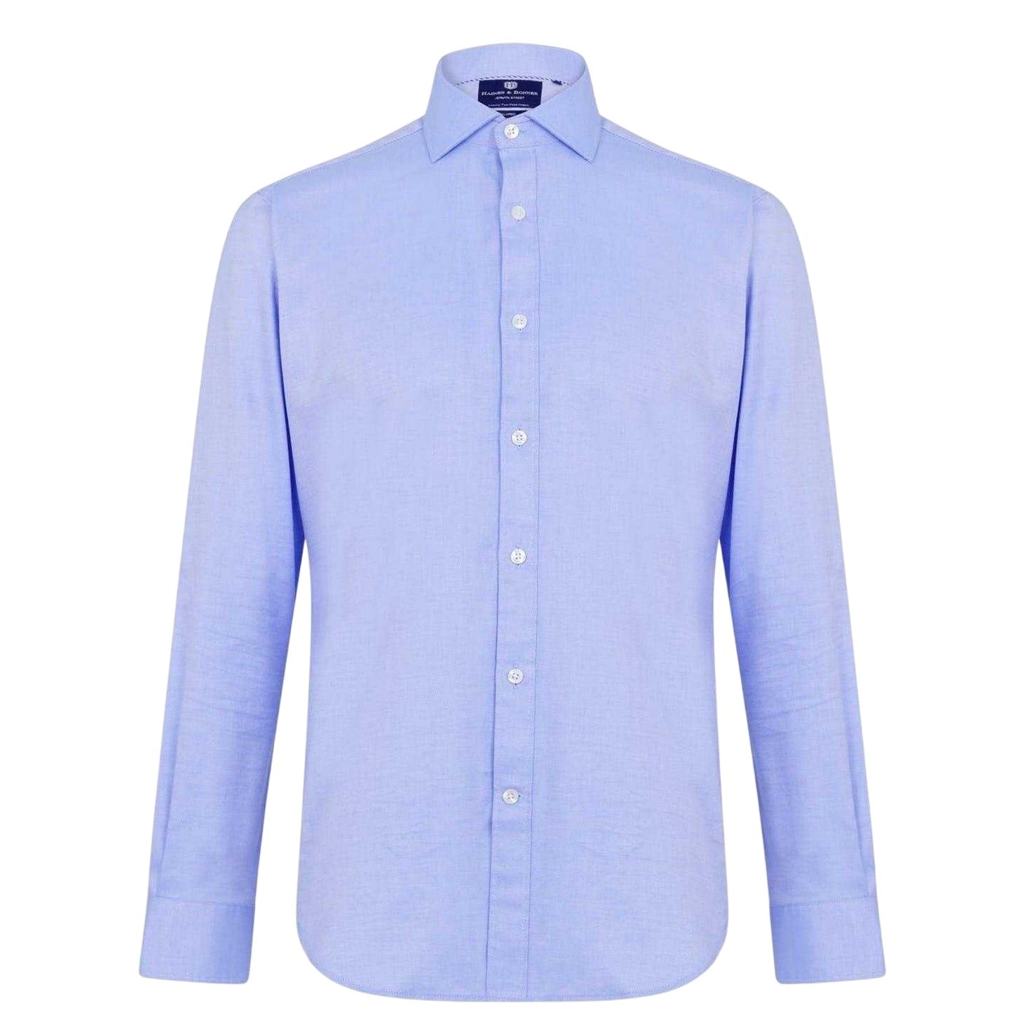Blue - Front - Haines and Bonner Mens Cotton Twill Long-Sleeved Shirt