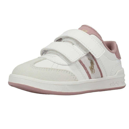 White-Blush - Back - Ralph Lauren Childrens-Kids Polo Heritage Suede Flat Trainers