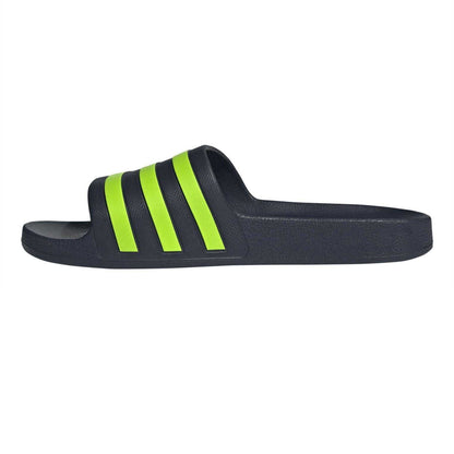 Legend Ink-Lucid Lemon - Side - Adidas Childrens-Kids Adilette Aqua Striped Sliders