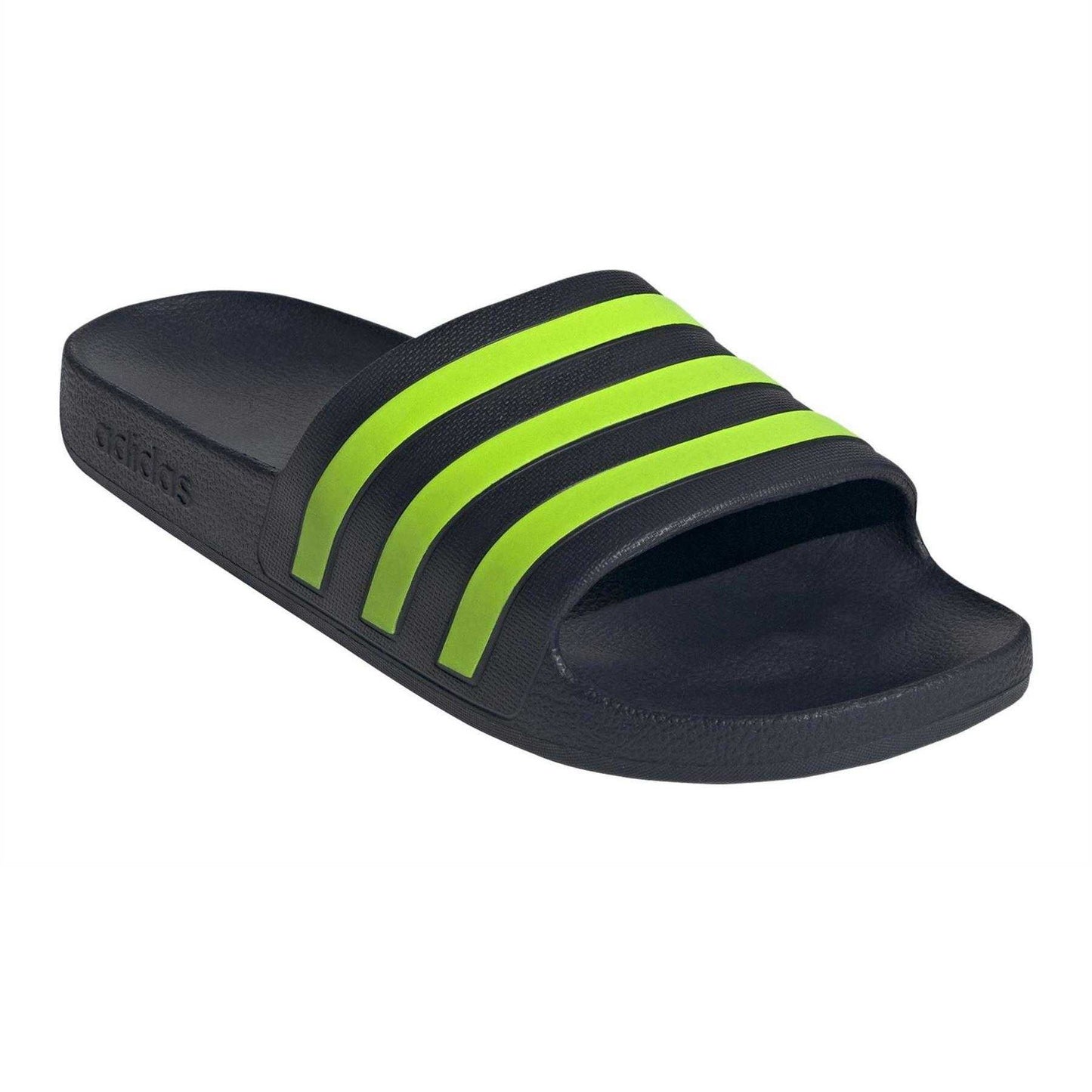 Legend Ink-Lucid Lemon - Pack Shot - Adidas Childrens-Kids Adilette Aqua Striped Sliders