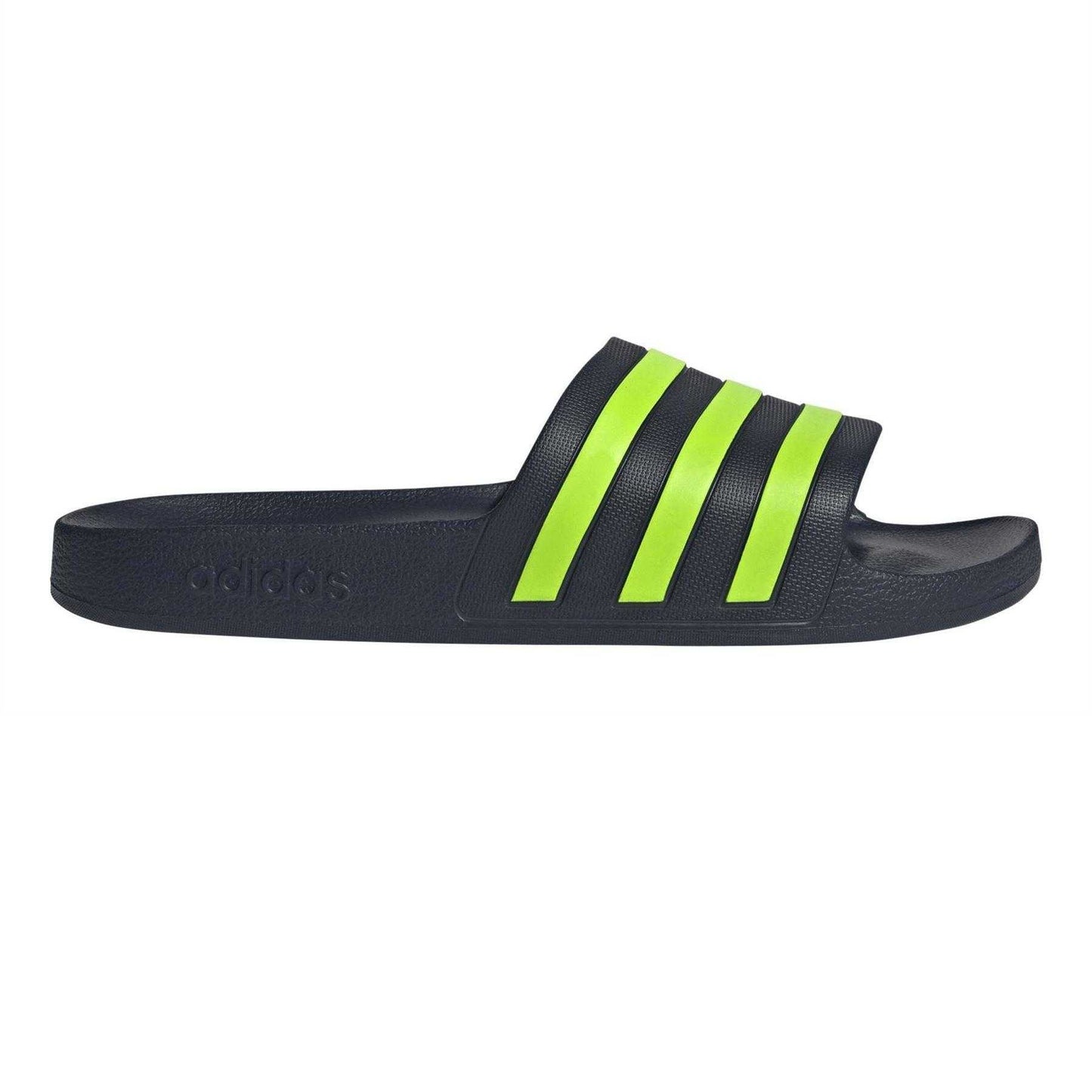 Legend Ink-Lucid Lemon - Front - Adidas Childrens-Kids Adilette Aqua Striped Sliders
