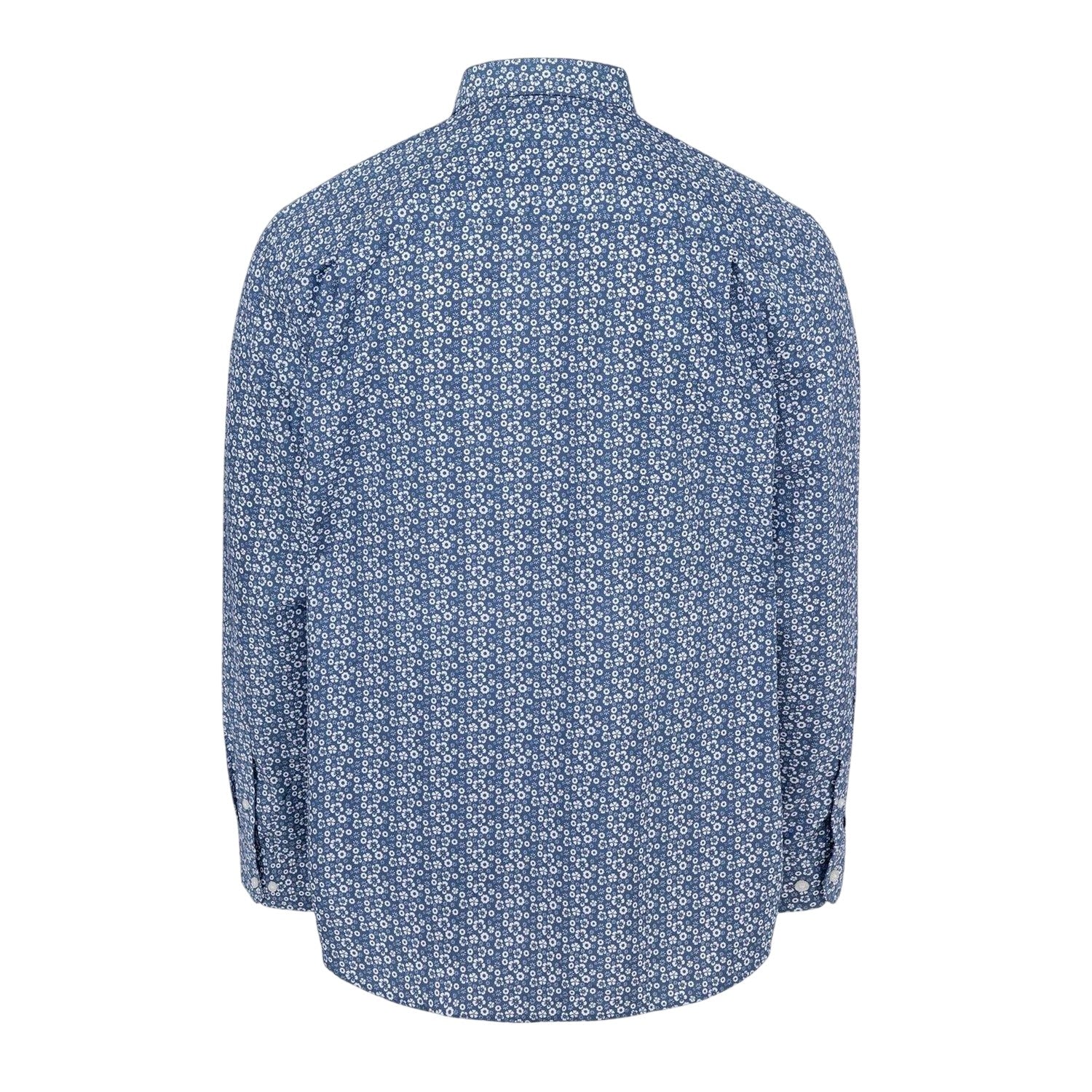 Floral - Back - Fabric Mens Patterned Poplin Long-Sleeved Shirt