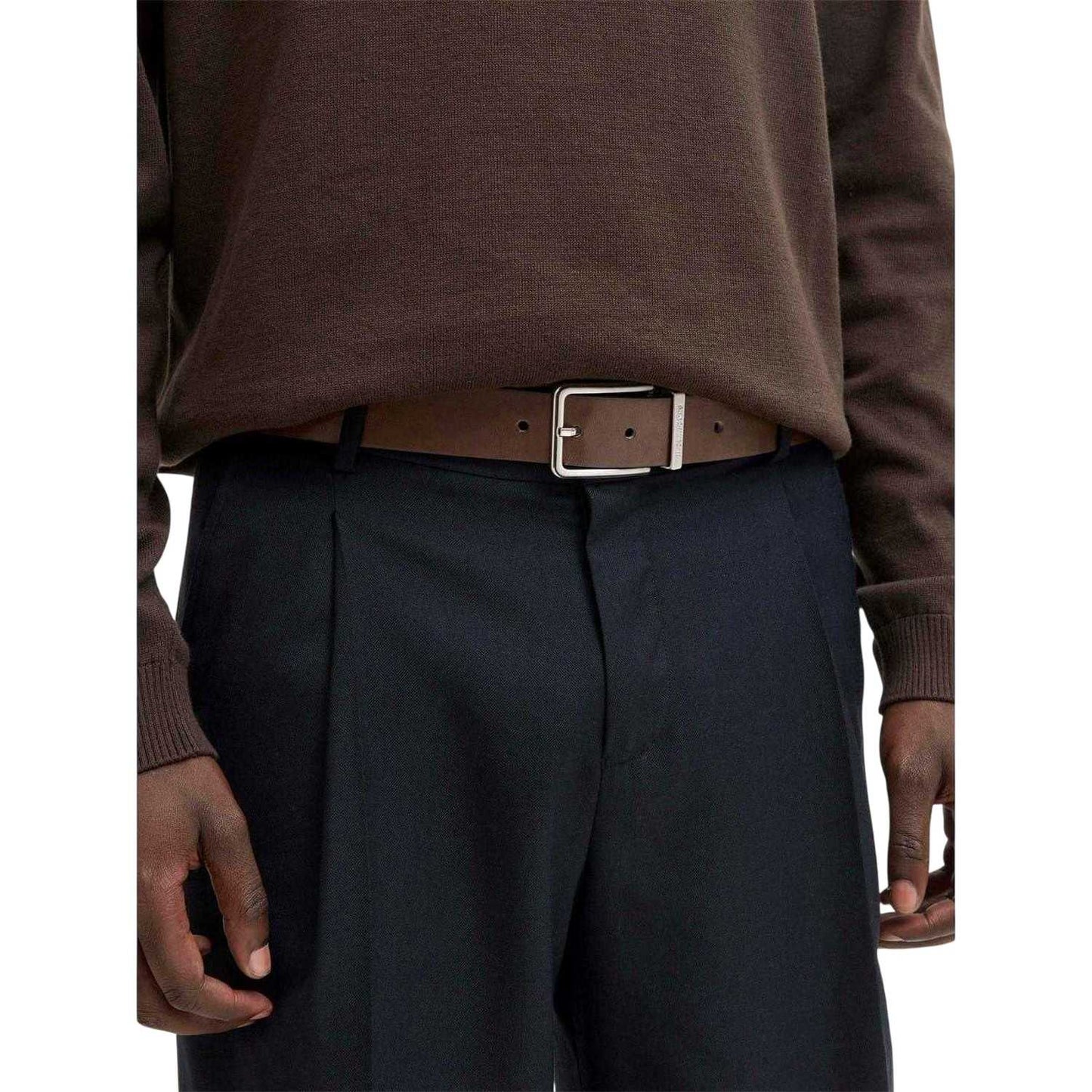 Brown Stone - Side - Jack And Jones Mens Jacgarda Reversible Belt