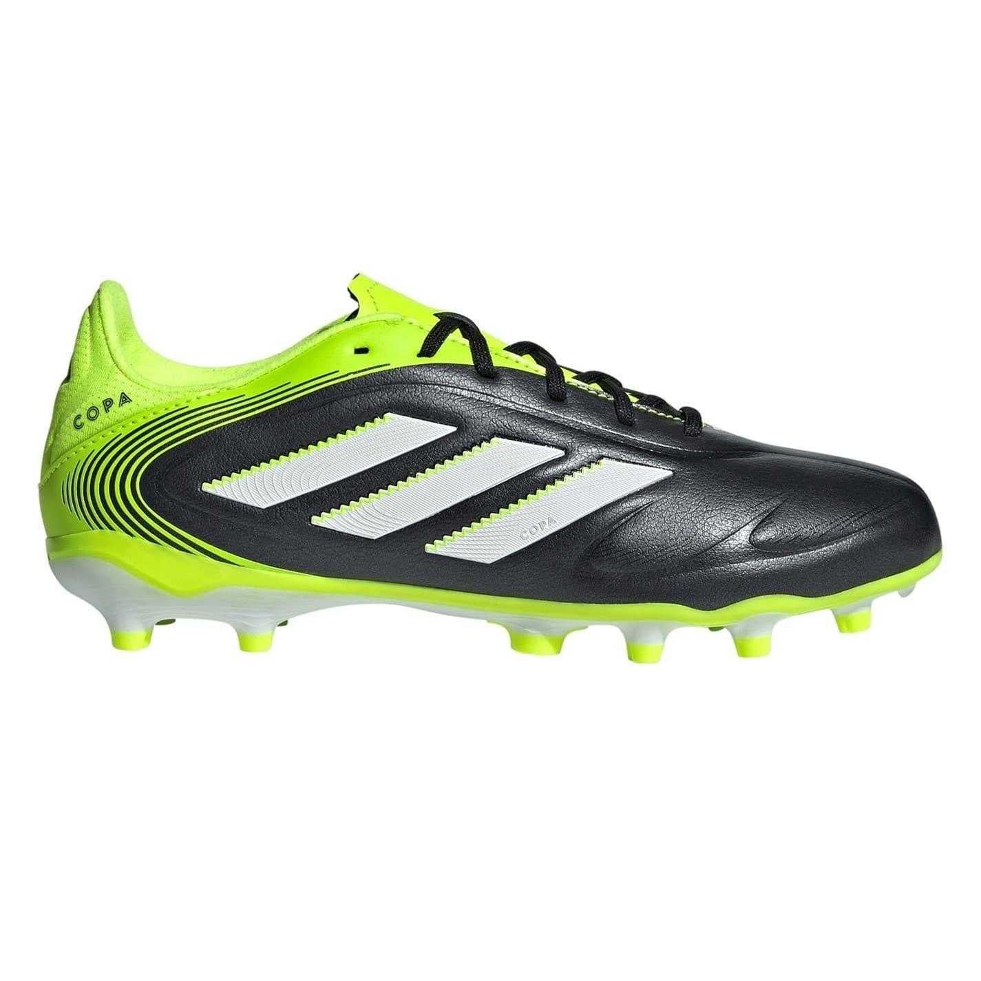 Black-Lemon - Front - Adidas Childrens-Kids Copa Pure III League Firm Ground Football Boots
