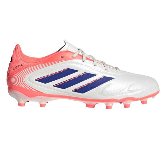 White-Blue-Coral - Front - Adidas Childrens-Kids Copa Pure III League Firm Ground Football Boots