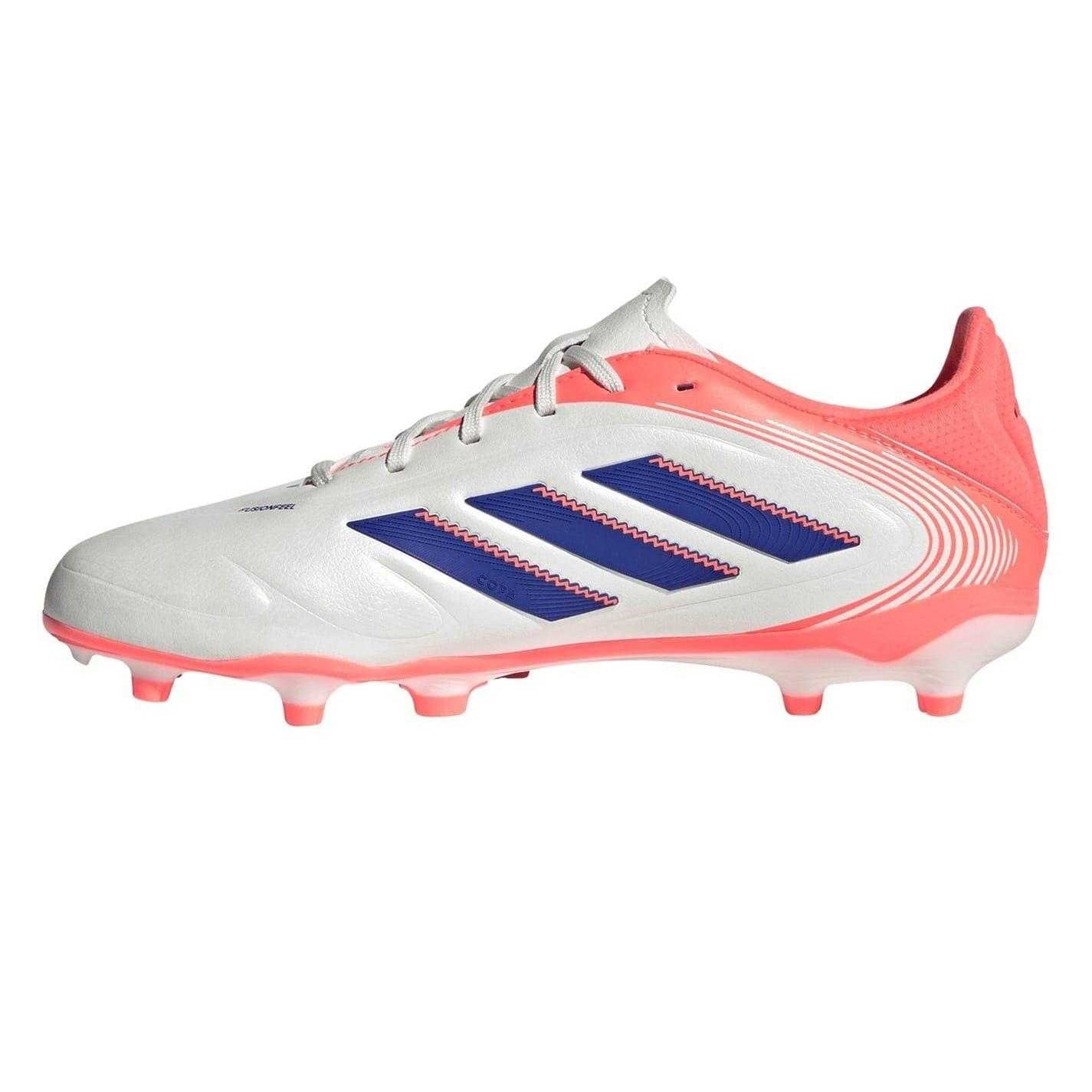 White-Blue-Coral - Side - Adidas Childrens-Kids Copa Pure III League Firm Ground Football Boots